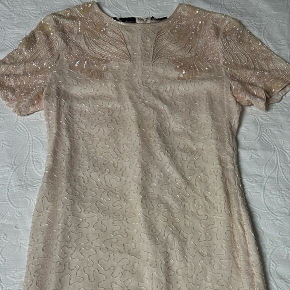 Jewel Queen Vintage Light Pink Silk Sequin Dress Size Small - Picture 2 of 8